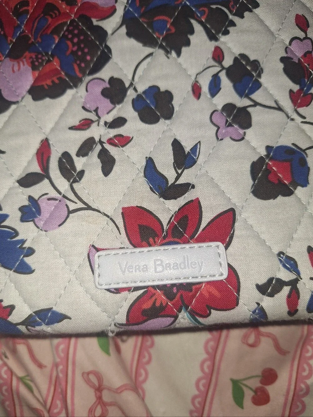 NWOT Floral Quilted Crossbody Bag - White with Pink & Blue Floral Print